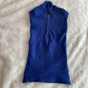 Vintage Y2K Marciano by Guess blue ribbed ‎ bodycon knit top